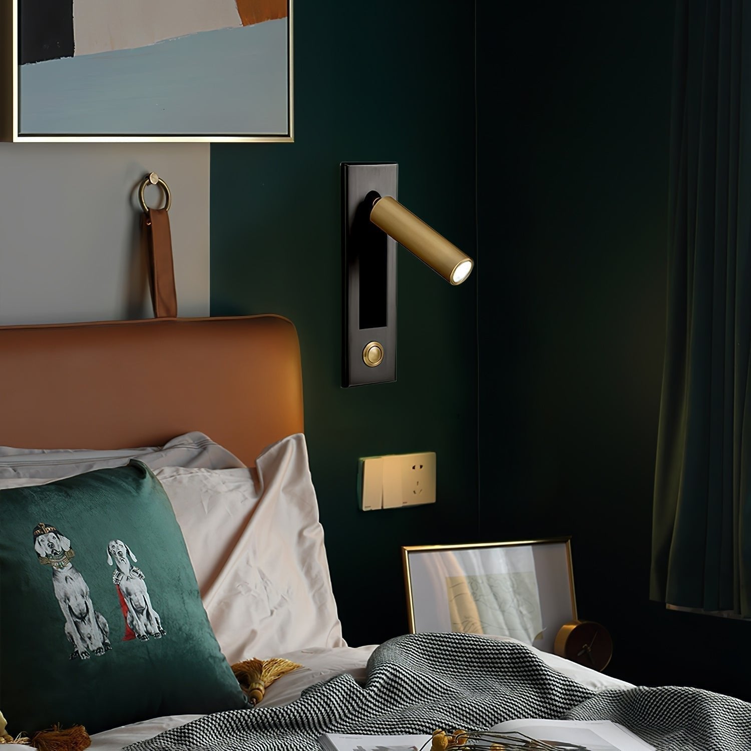 Embedded Bedside Wall Sconce Hidden Switch LED Warm Cool Bedroom — Matt Black Copper 3 Finishes