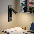 Embedded Bedside Wall Sconce Hidden Switch LED Warm Cool Bedroom — Matt Black Copper 3 Finishes
