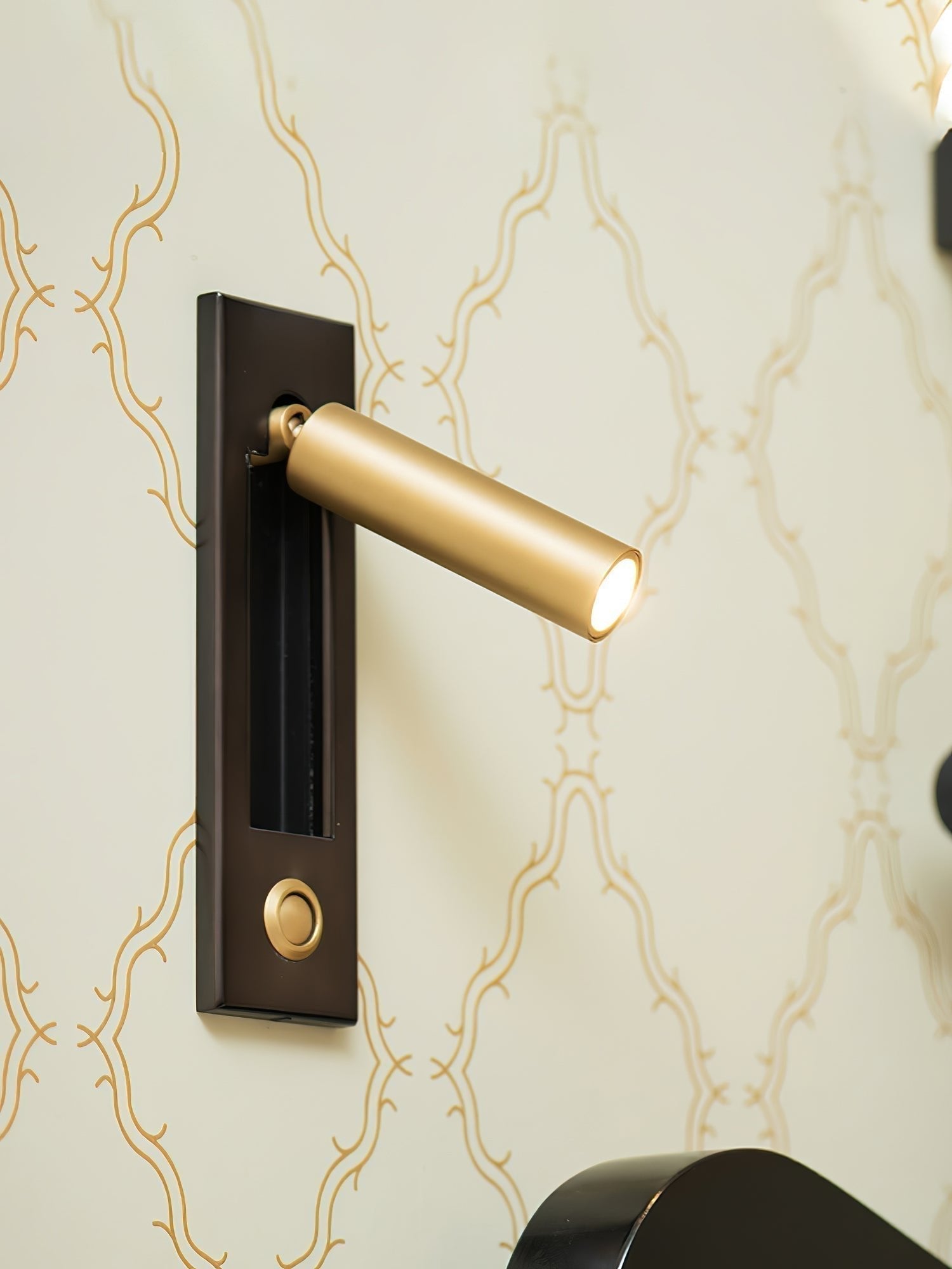 Embedded Bedside Wall Sconce Hidden Switch LED Warm Cool Bedroom — Matt Black Copper 3 Finishes