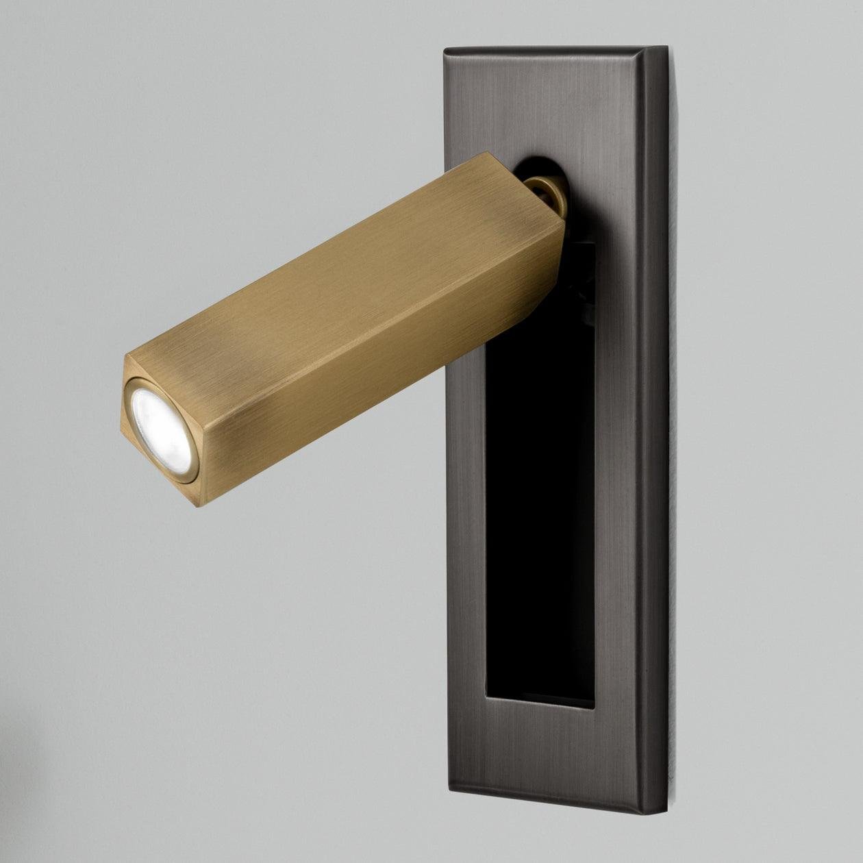 Embedded Bedside Wall Sconce Hidden Switch LED Warm Cool Bedroom — Matt Black Copper 3 Finishes