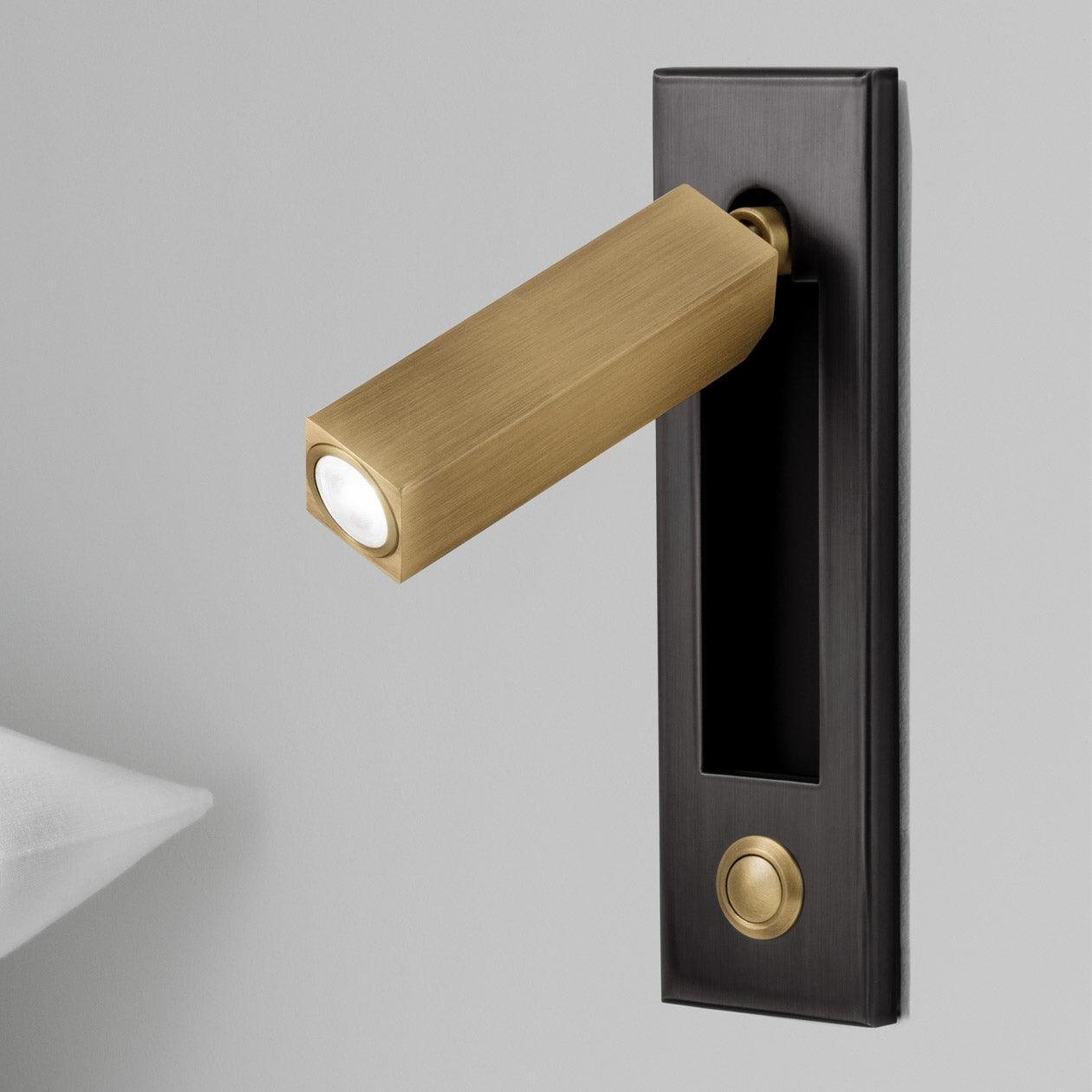 Embedded Bedside Wall Sconce Hidden Switch LED Warm Cool Bedroom — Matt Black Copper 3 Finishes