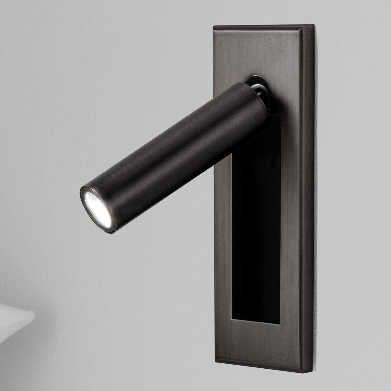 Embedded Bedside Wall Sconce Hidden Switch LED Warm Cool Bedroom — Matt Black Copper 3 Finishes