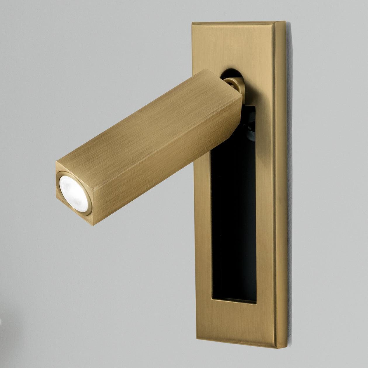 Embedded Bedside Wall Sconce Hidden Switch LED Warm Cool Bedroom — Matt Black Copper 3 Finishes