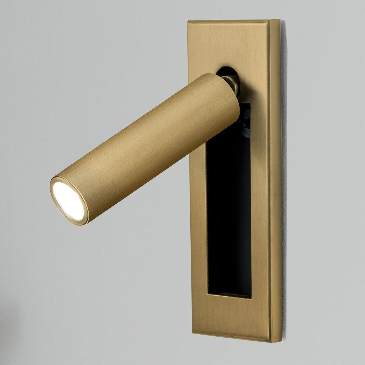 Embedded Bedside Wall Sconce Hidden Switch LED Warm Cool Bedroom — Matt Black Copper 3 Finishes