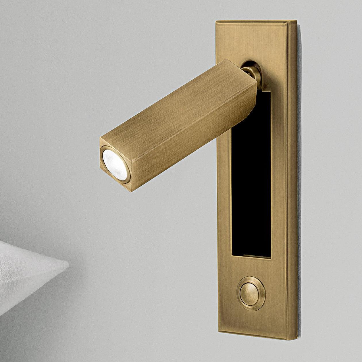 Embedded Bedside Wall Sconce Hidden Switch LED Warm Cool Bedroom — Matt Black Copper 3 Finishes