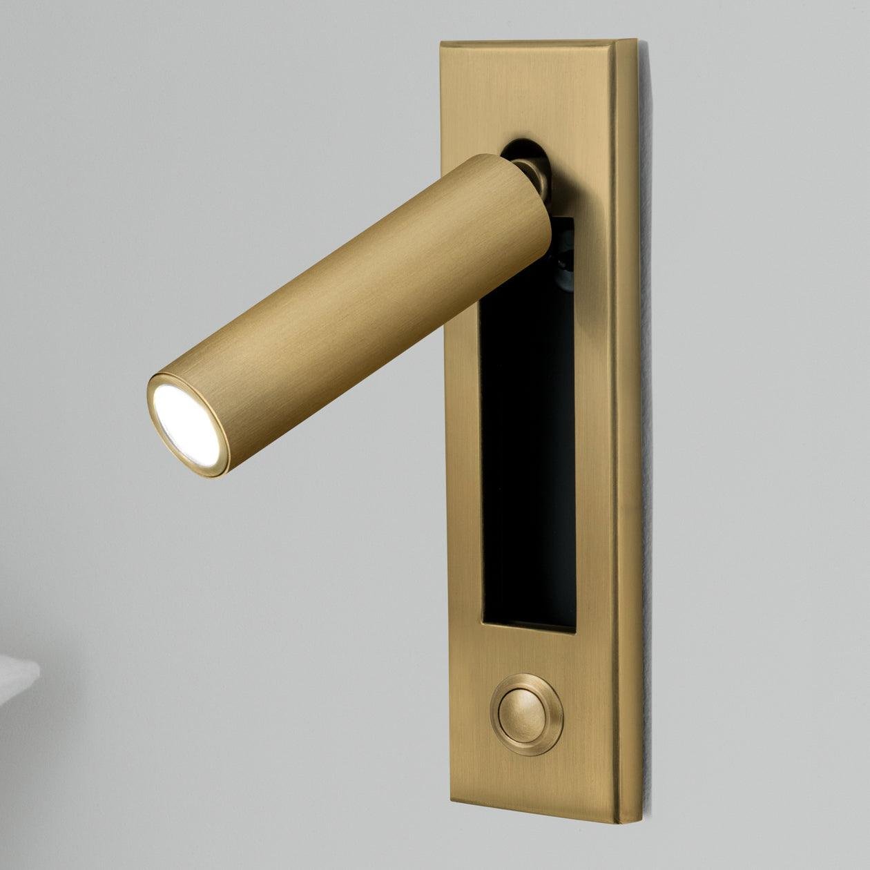 Embedded Bedside Wall Sconce Hidden Switch LED Warm Cool Bedroom — Matt Black Copper 3 Finishes