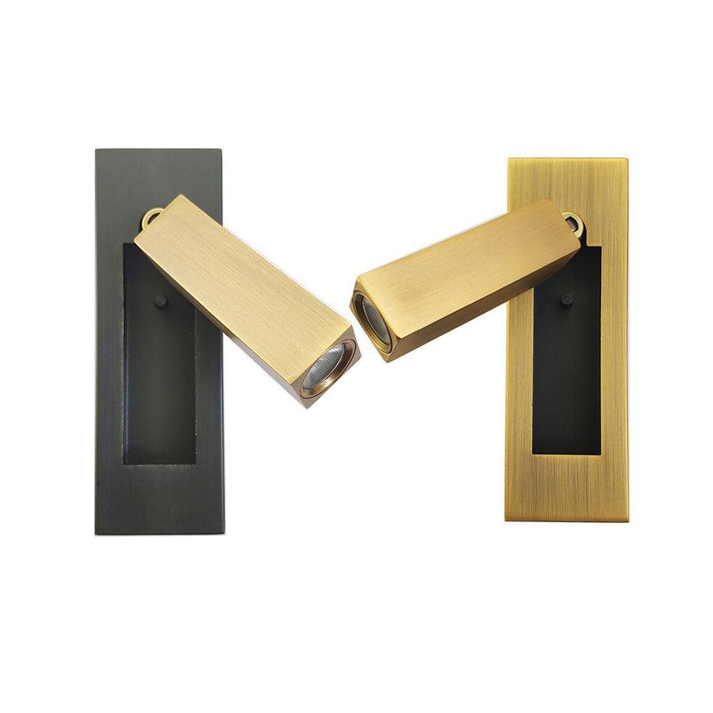 Embedded Bedside Wall Sconce Hidden Switch LED Warm Cool Bedroom — Matt Black Copper 3 Finishes