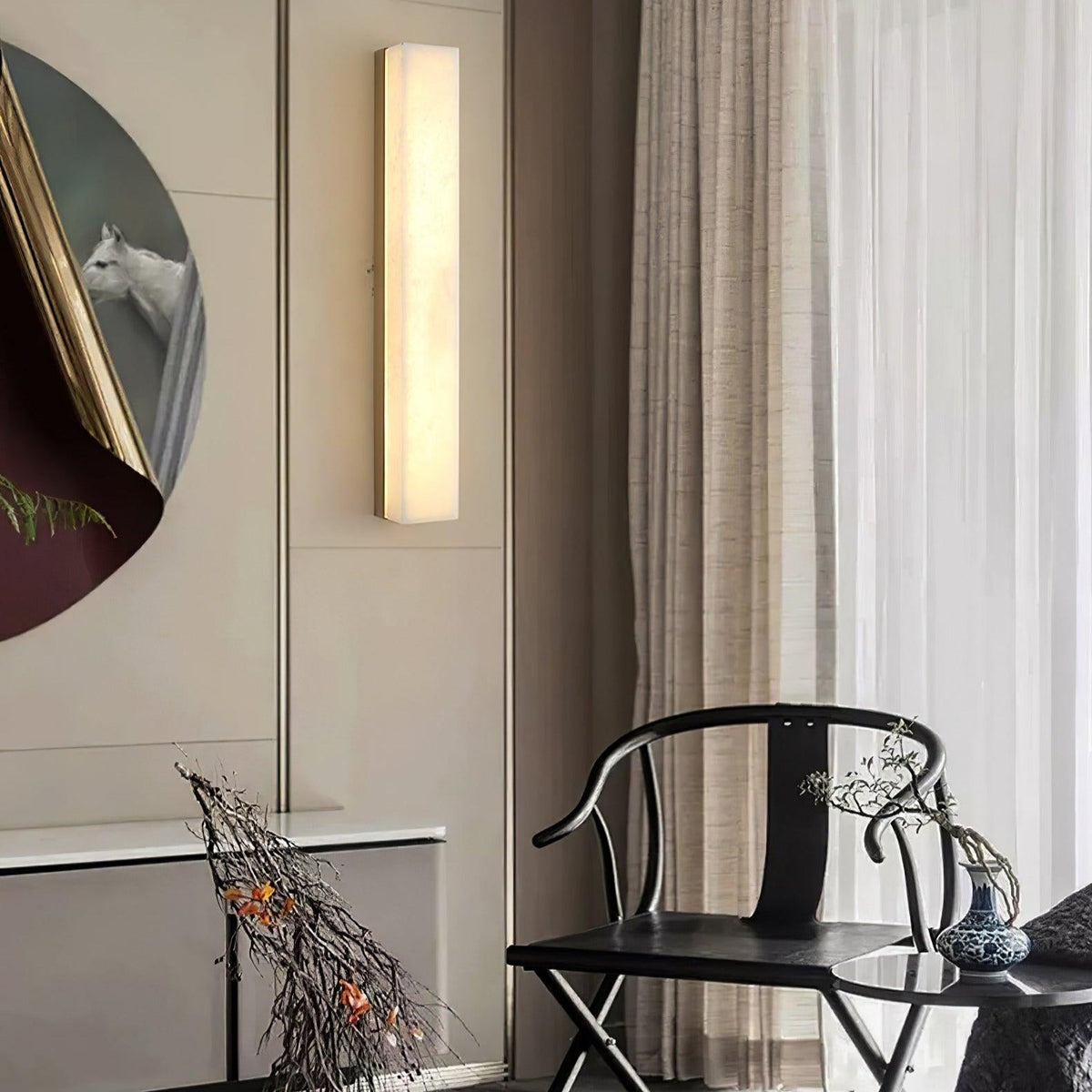 Isen Linear Wall Lamp – Elegant Brass & Alabaster Lighting