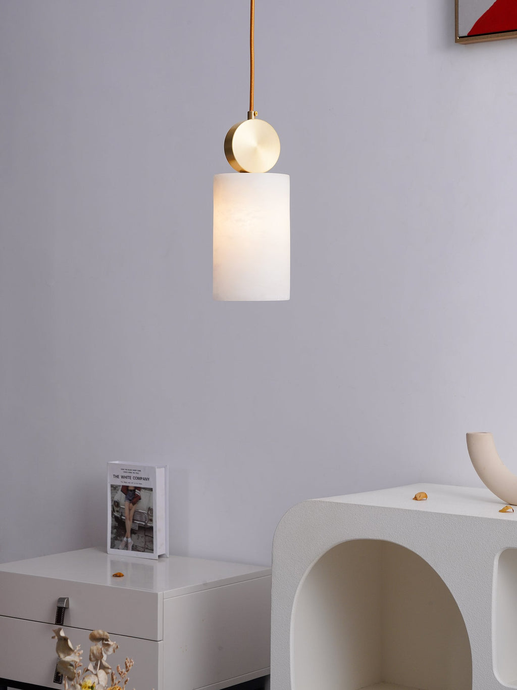 Etruscan Pendant Light Alabaster & Brass