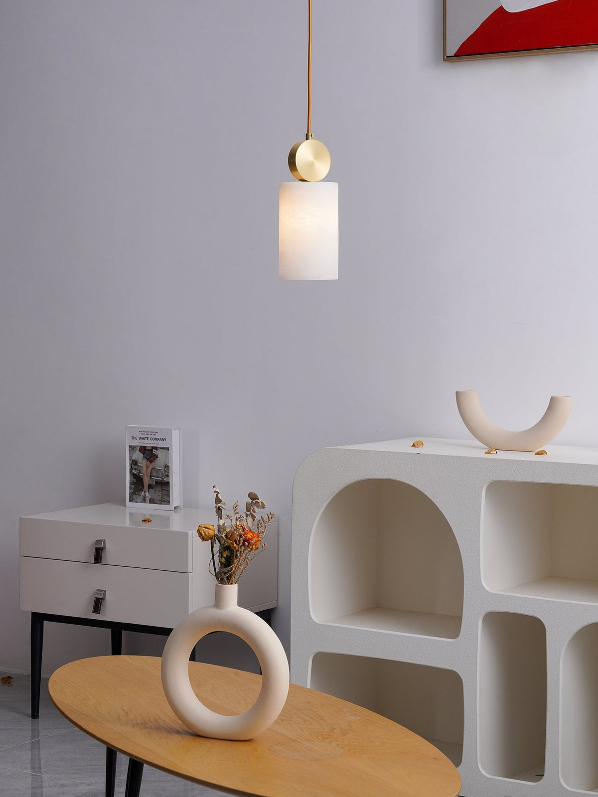 Etruscan Pendant Light Alabaster & Brass
