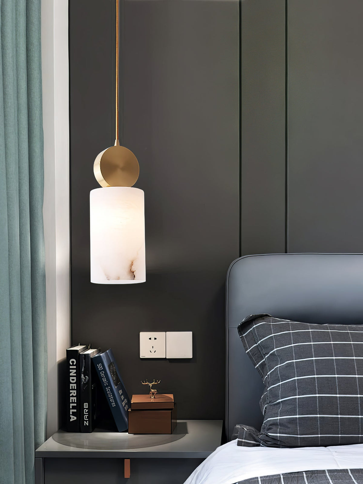 Etruscan Pendant Light Alabaster & Brass