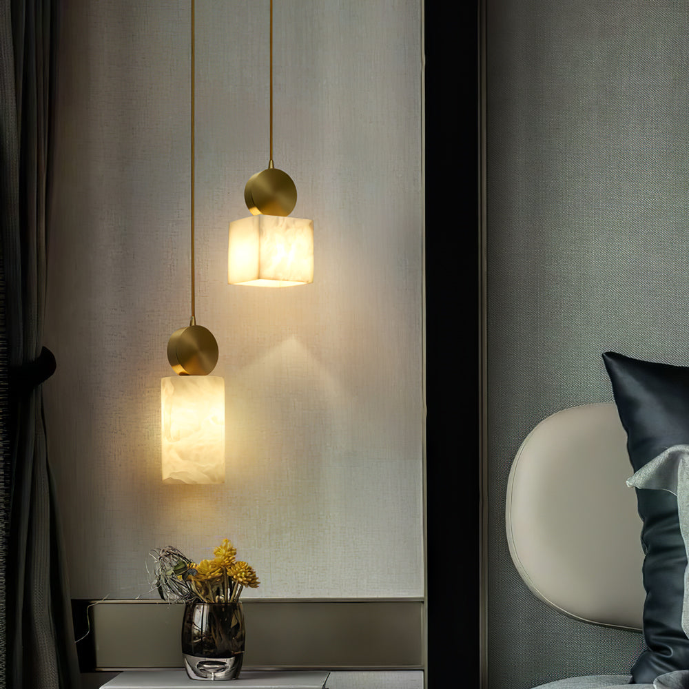 Etruscan Pendant Light Alabaster & Brass