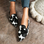 Orthopedic-Inspired Soft Suede Leopard Pointed Loafers