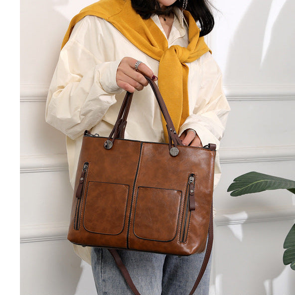 Aurelle Retro Schoudertas met Grote Capaciteit