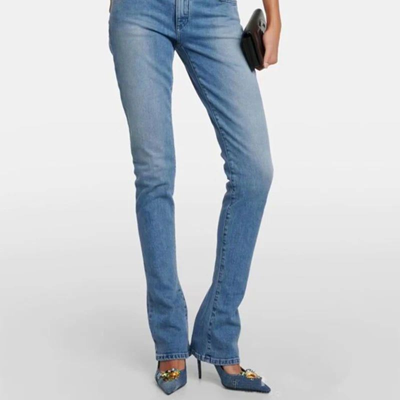 Crystal-embellished Denim High Heel Pumps