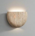 Wabi-Sabi Travertine Stone Wall Lamp Minimalist Modern Sconce Bedroom Living Room