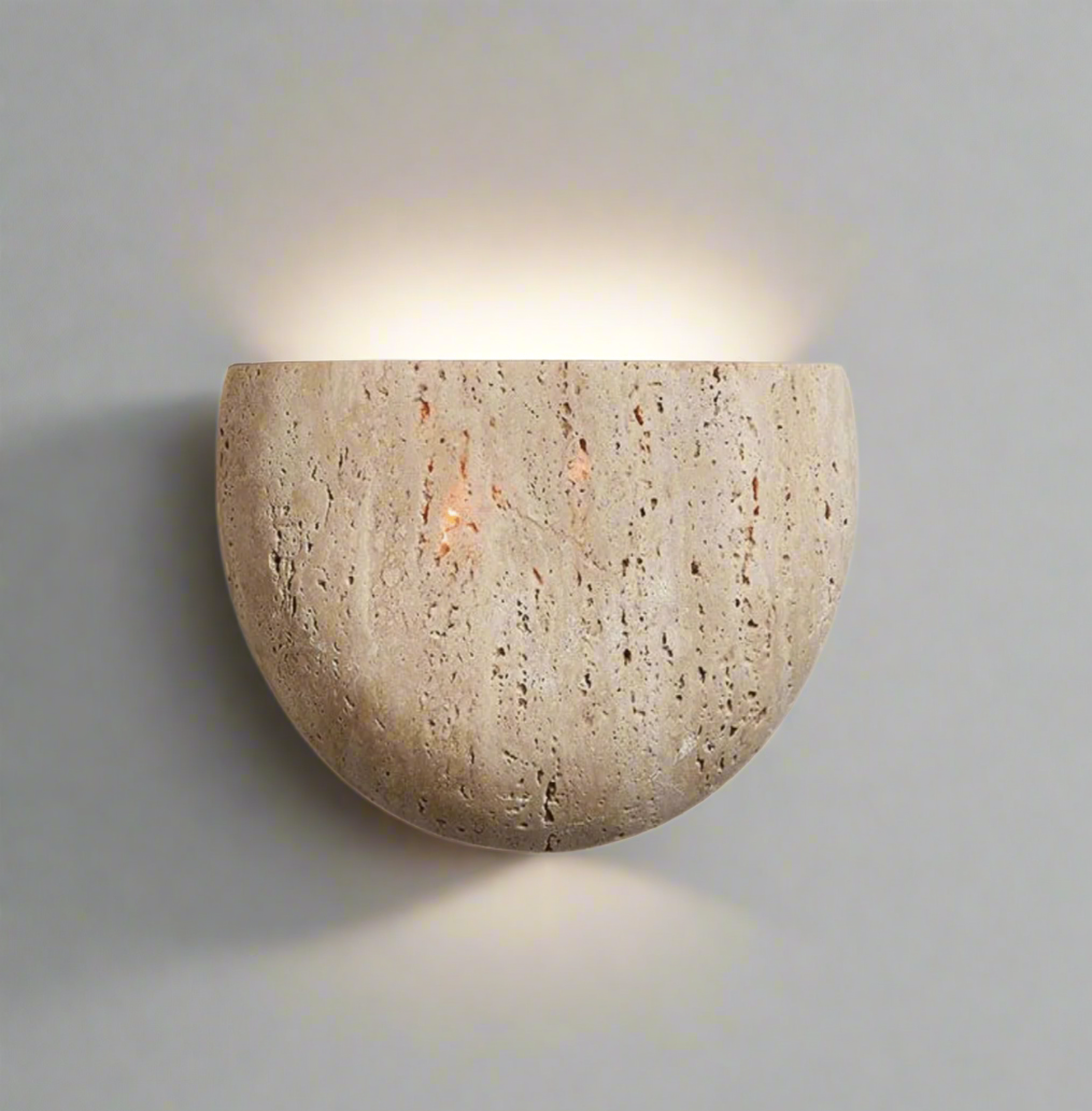 Wabi-Sabi Travertine Stone Wall Lamp Minimalist Modern Sconce Bedroom Living Room