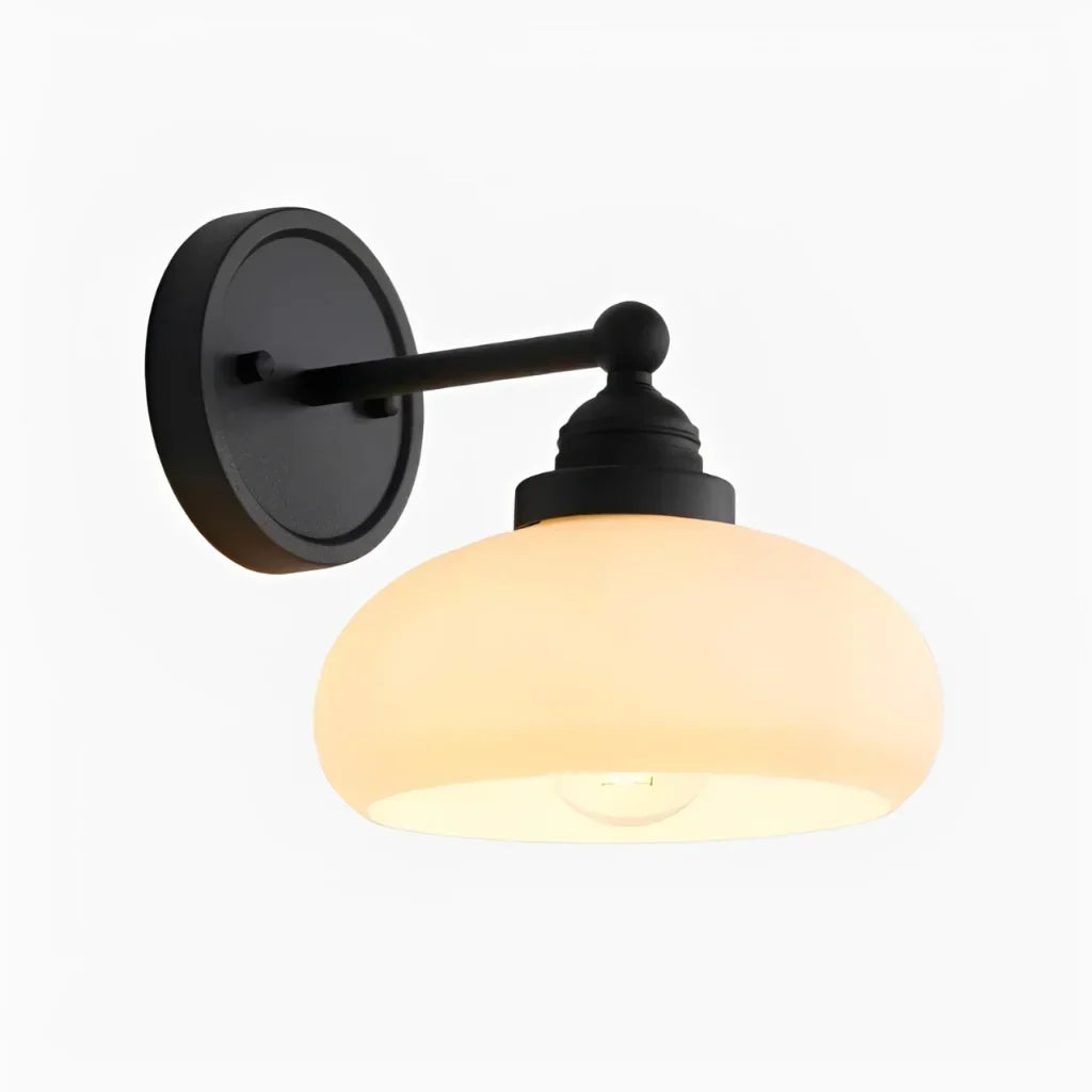 Ferran Vintage Industrial Milk Glass Wall Sconce Brass Black Bedroom Bar — 1 to 2 Heads