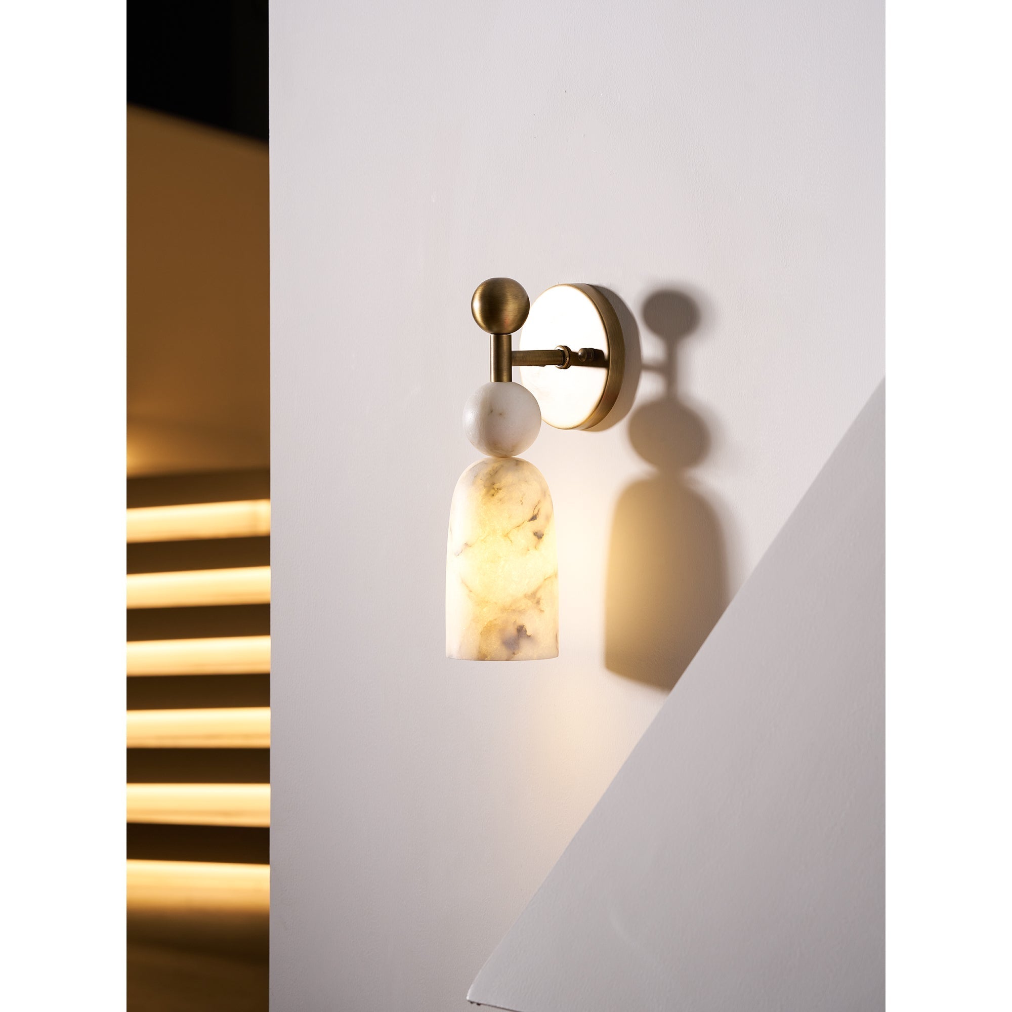 Flume Alabaster Wall Lamp Natural Stone LED Elongated Form Bedroom Living Room — 3 Size Options