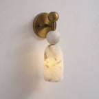 Flume Alabaster Wall Lamp Natural Stone LED Elongated Form Bedroom Living Room — 3 Size Options