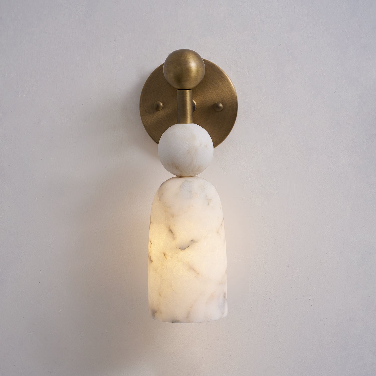 Flume Alabaster Wall Lamp Natural Stone LED Elongated Form Bedroom Living Room — 3 Size Options