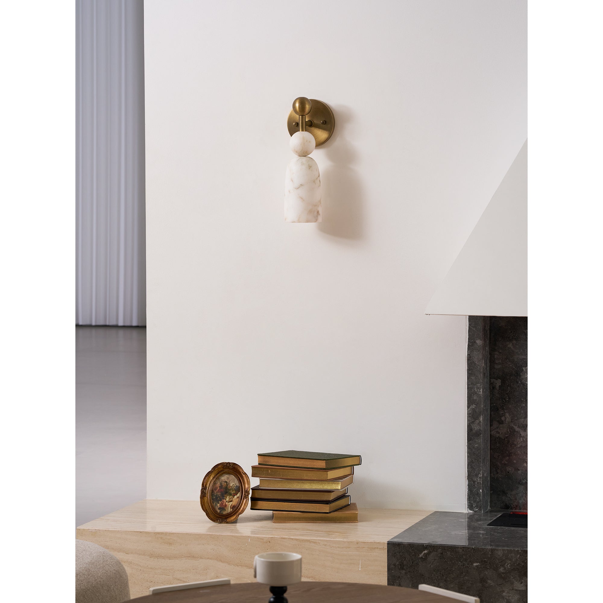 Flume Alabaster Wall Lamp Natural Stone LED Elongated Form Bedroom Living Room — 3 Size Options
