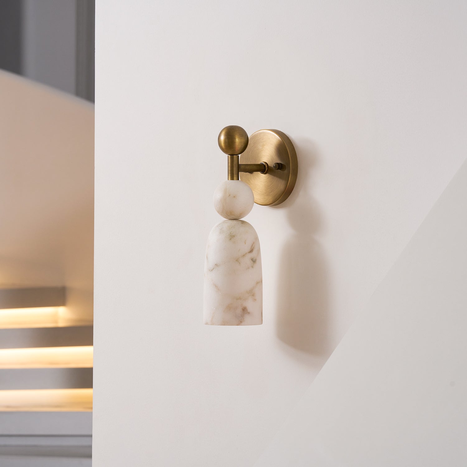 Flume Alabaster Wall Lamp Natural Stone LED Elongated Form Bedroom Living Room — 3 Size Options