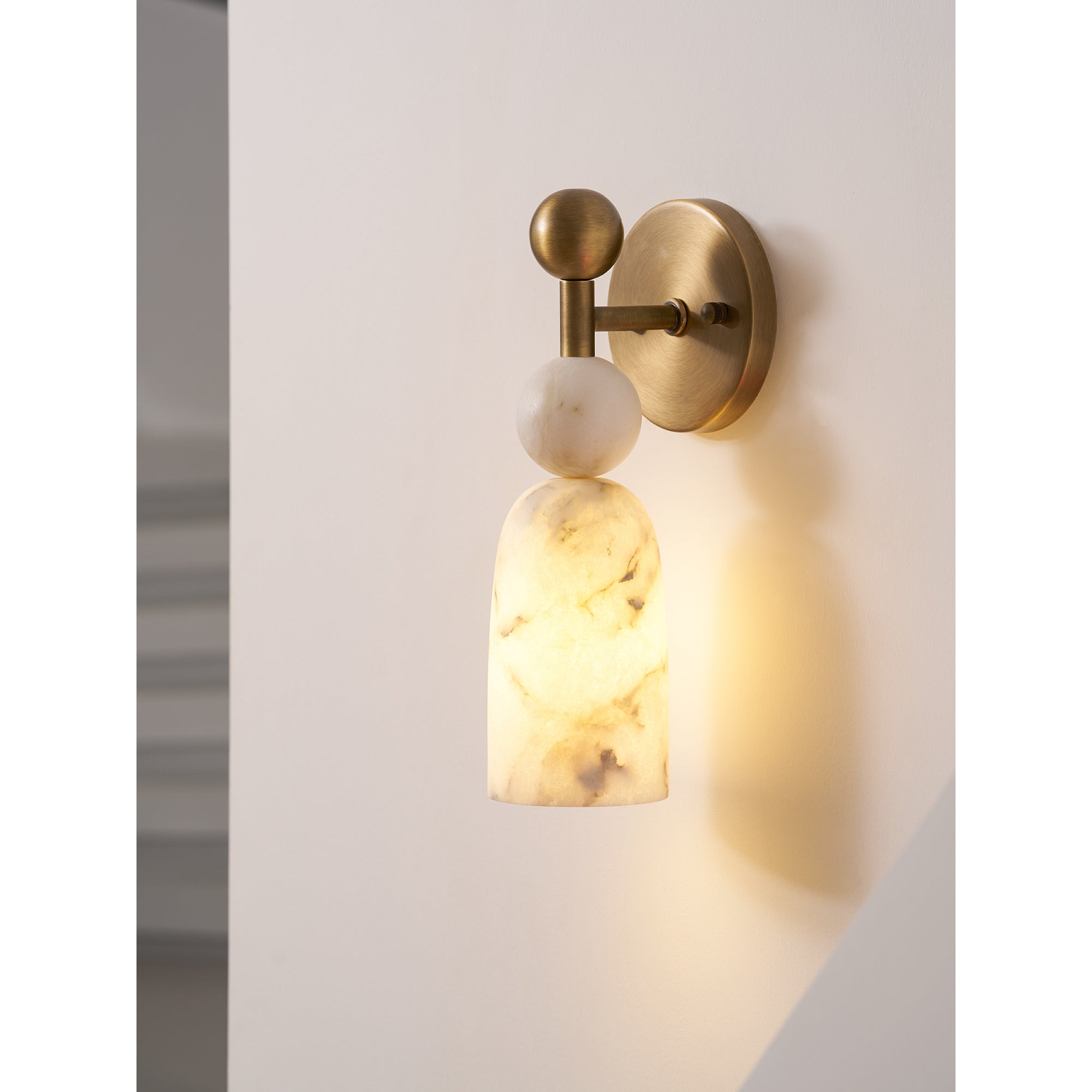 Flume Alabaster Wall Lamp Natural Stone LED Elongated Form Bedroom Living Room — 3 Size Options