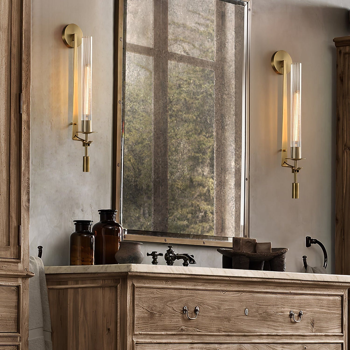 Lucian Farmhouse Indoor Wall Lamp with Glass Shade