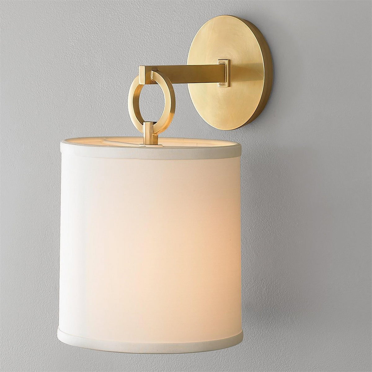 Iris Farmhouse Wall Lamp with Cylindrical Fabric Shade