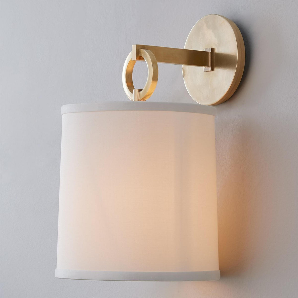 Iris Farmhouse Wall Lamp with Cylindrical Fabric Shade