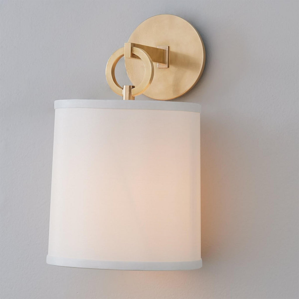Iris Farmhouse Wall Lamp with Cylindrical Fabric Shade