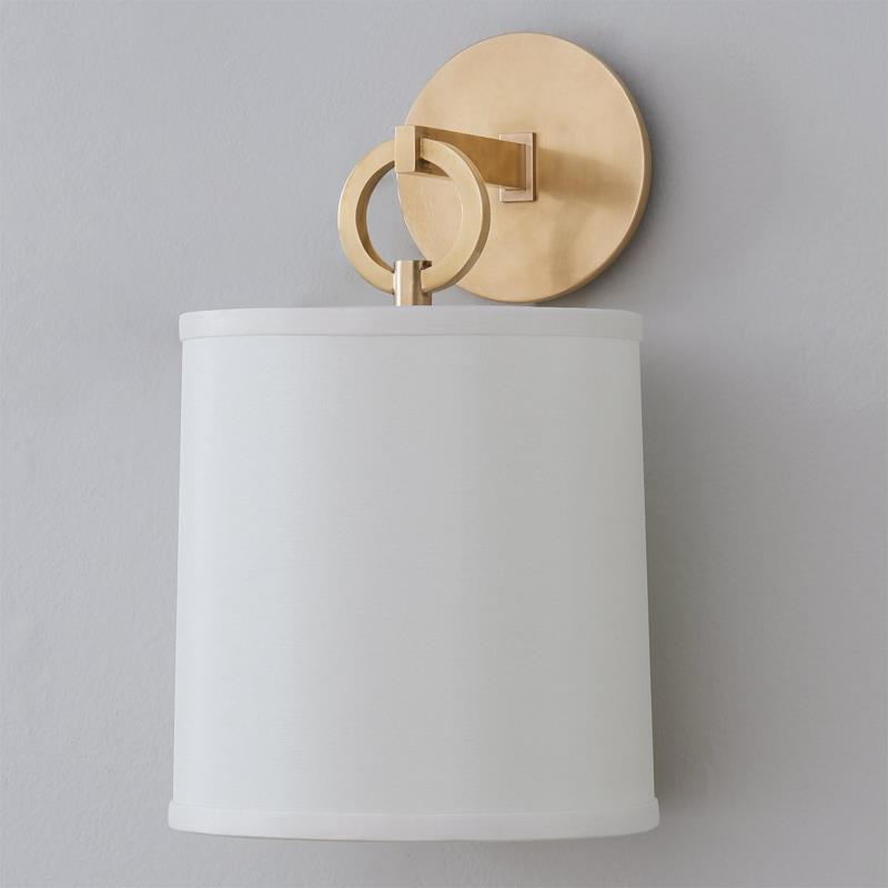 Iris Farmhouse Wall Lamp with Cylindrical Fabric Shade