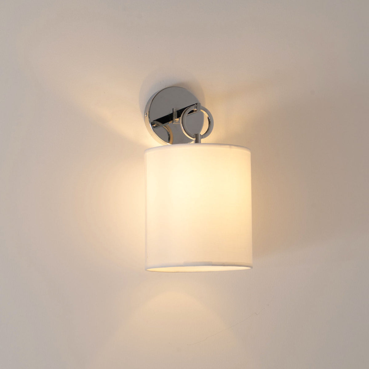 Iris Farmhouse Wall Lamp with Cylindrical Fabric Shade