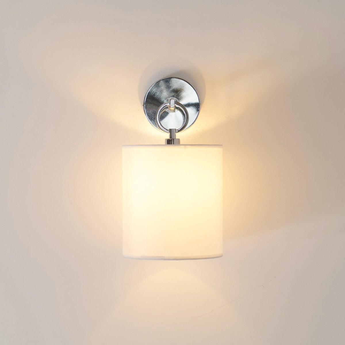 Iris Farmhouse Wall Lamp with Cylindrical Fabric Shade