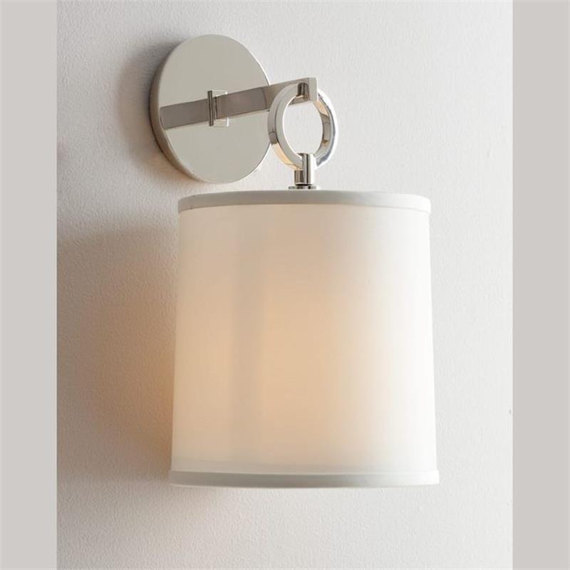 Iris Farmhouse Wall Lamp with Cylindrical Fabric Shade