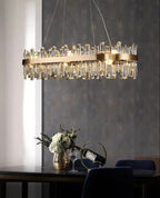 GOLDEN ICE Luxury K9 Crystal Chandelier Dining Room Living Room — 23 to 35 Inch Gold
