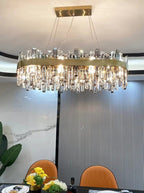 GOLDEN ICE Luxury K9 Crystal Chandelier Dining Room Living Room — 23 to 35 Inch Gold