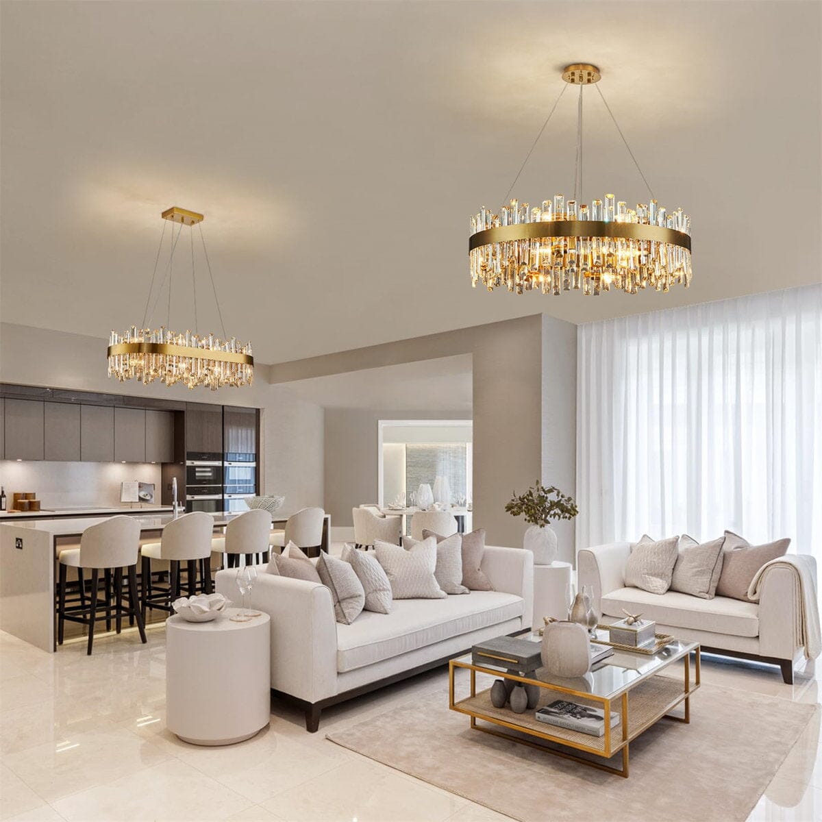 GOLDEN ICE Luxury K9 Crystal Chandelier Dining Room Living Room — 23 to 35 Inch Gold
