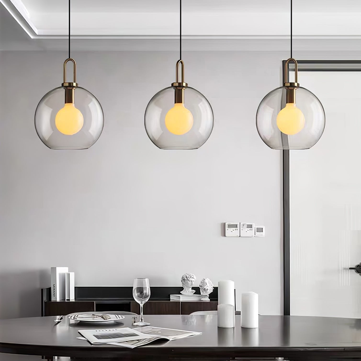 Clear Glass Cylinder Pendant Light Minimalist Hardwired Dining Room Bedroom — 3 Sizes Transparent Frosted