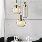 Glass Capsule Sphere Pendant Light Copper E26 Transparent Frosted Bedroom Living Room — 5 Sizes