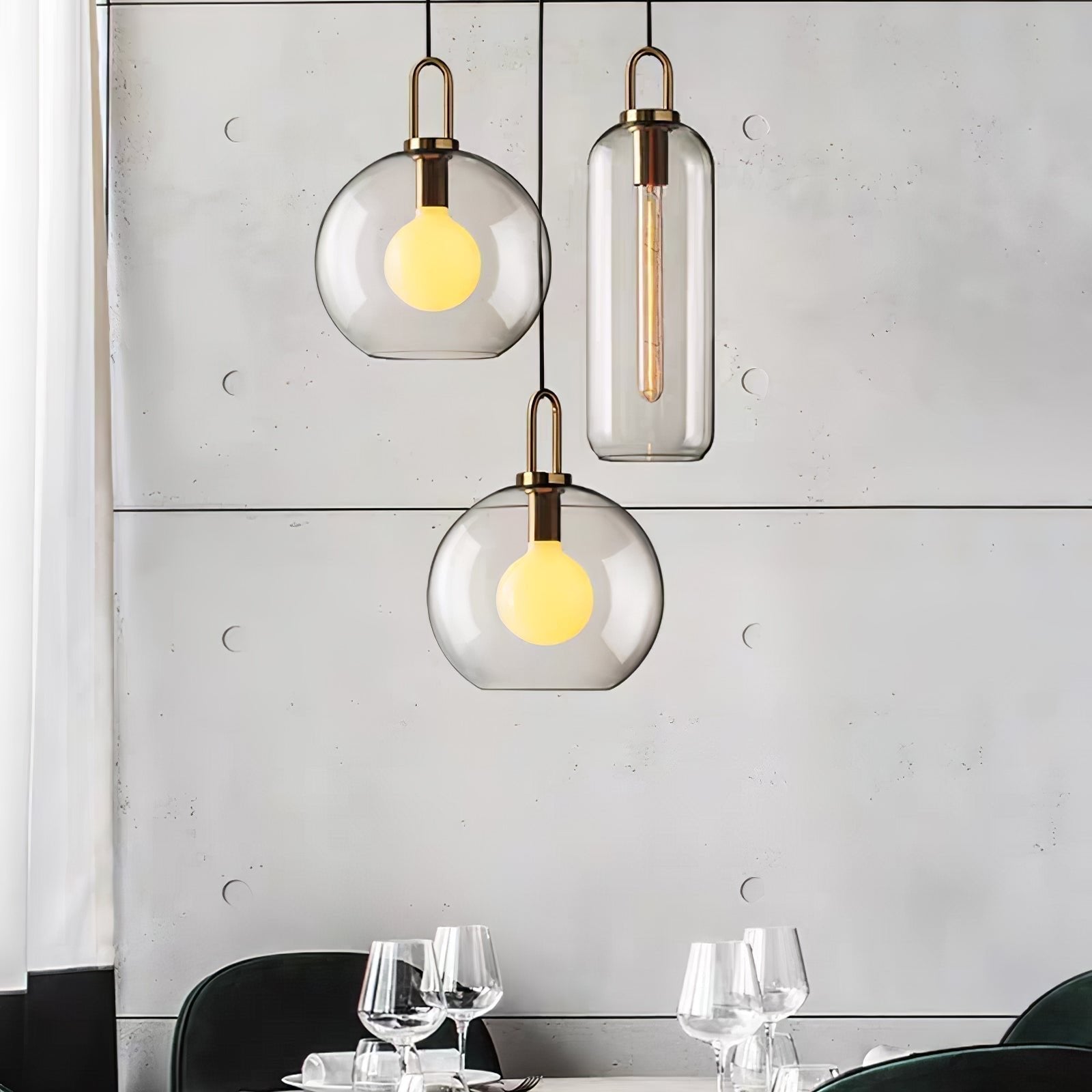Glass Capsule Sphere Pendant Light Copper E26 Transparent Frosted Bedroom Living Room — 5 Sizes