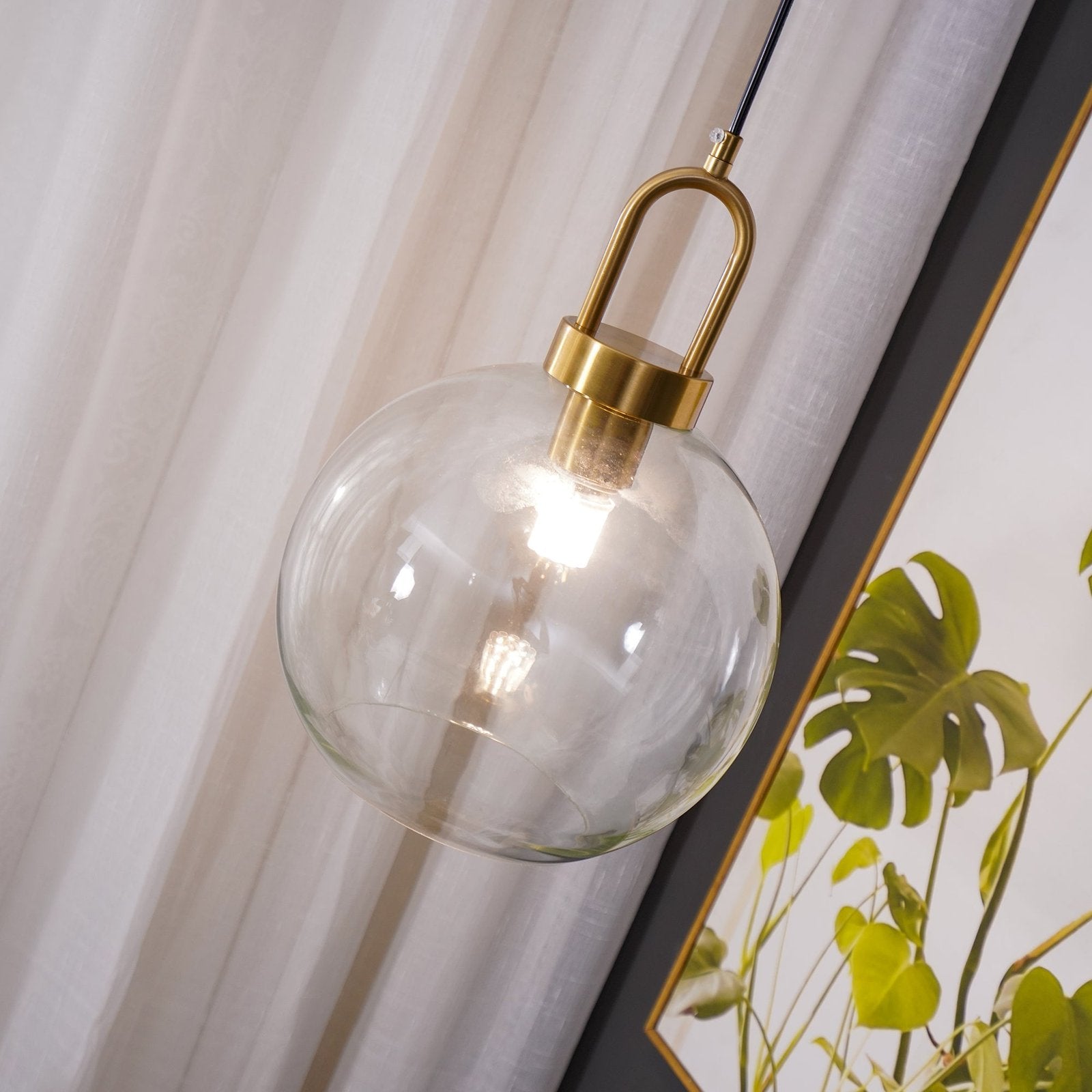 Glass Capsule Sphere Pendant Light Copper E26 Transparent Frosted Bedroom Living Room — 5 Sizes