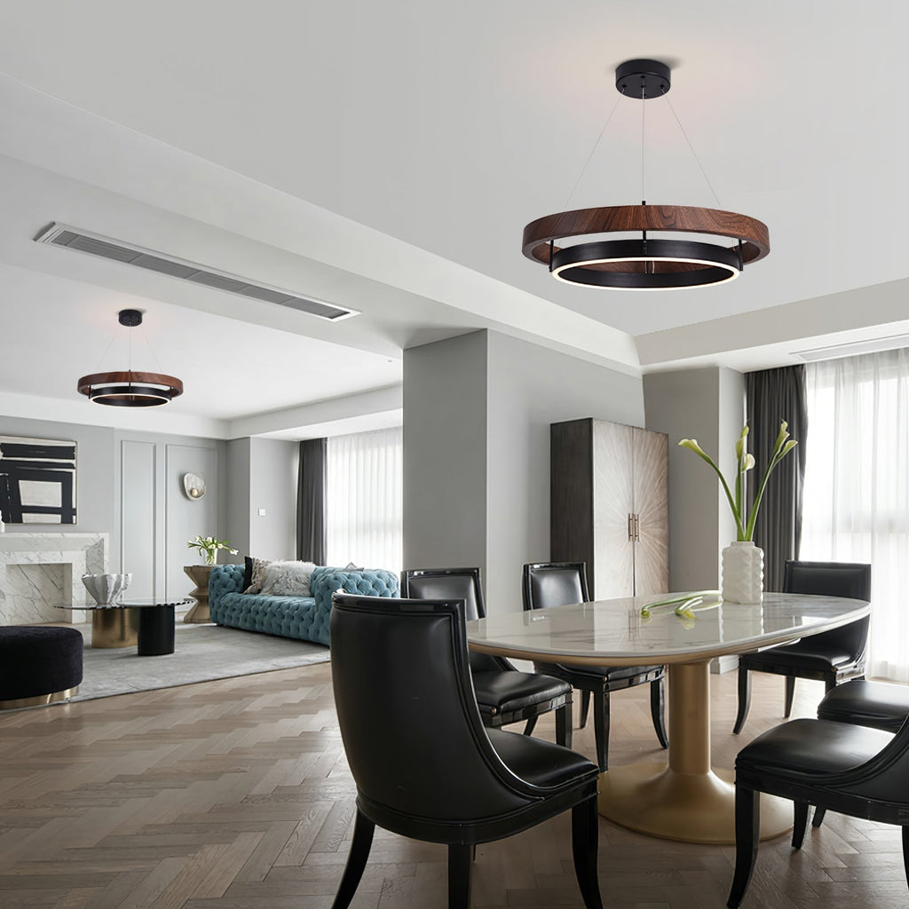 Acorn Ring Wood Chandelier