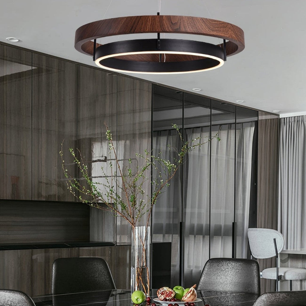 Acorn Ring Wood Chandelier