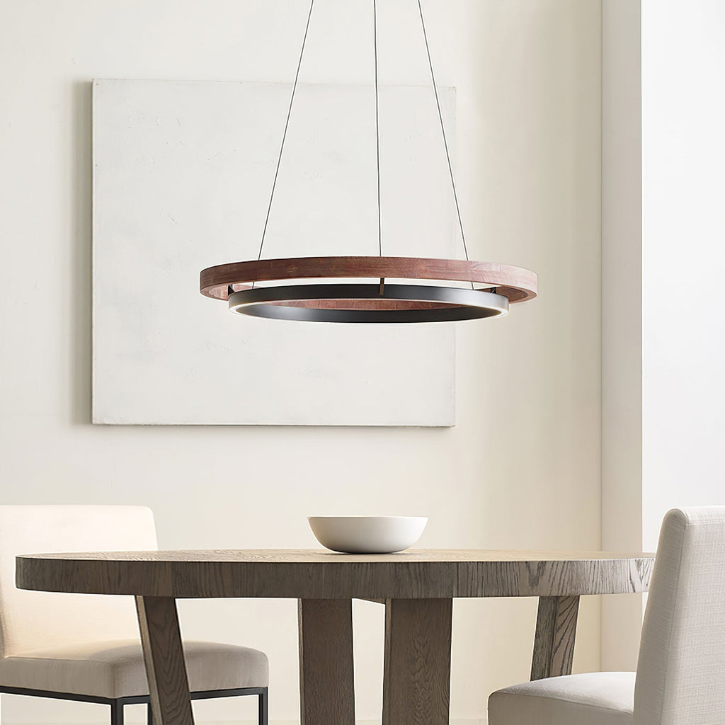 Acorn Ring Wood Chandelier