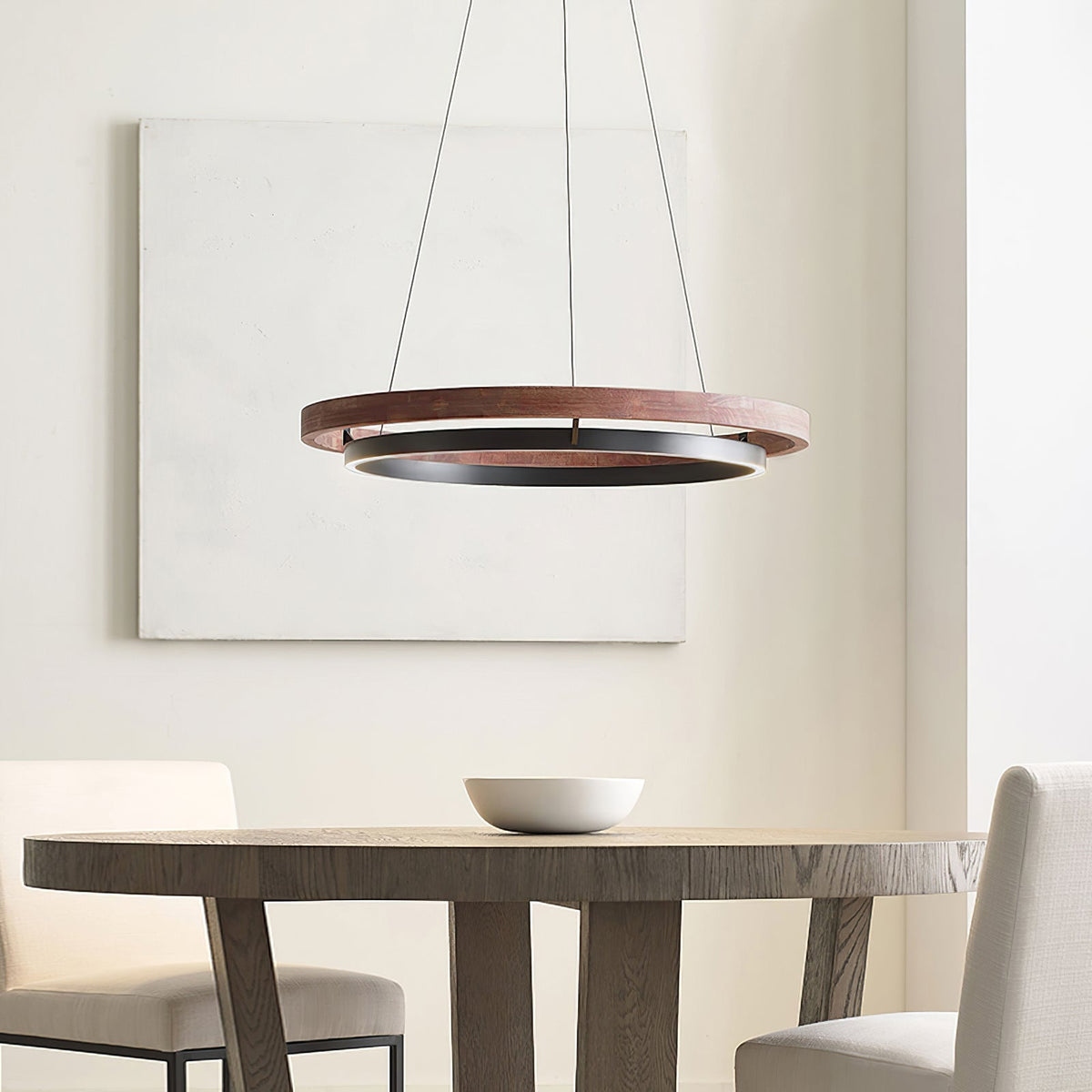 Acorn Ring Wood Chandelier