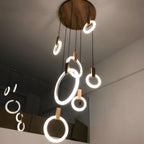 HALO Wood Ring LED Chandelier Dimmable Dining Room Living Room Staircase — 1 to 5 Rings
