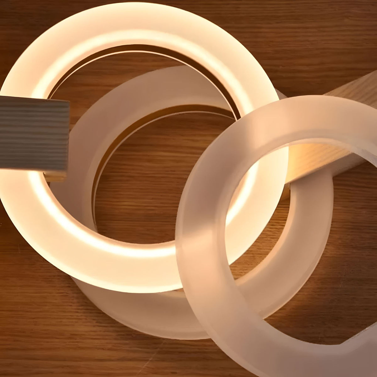HALO Wood Ring LED Chandelier Dimmable Dining Room Living Room Staircase — 1 to 5 Rings