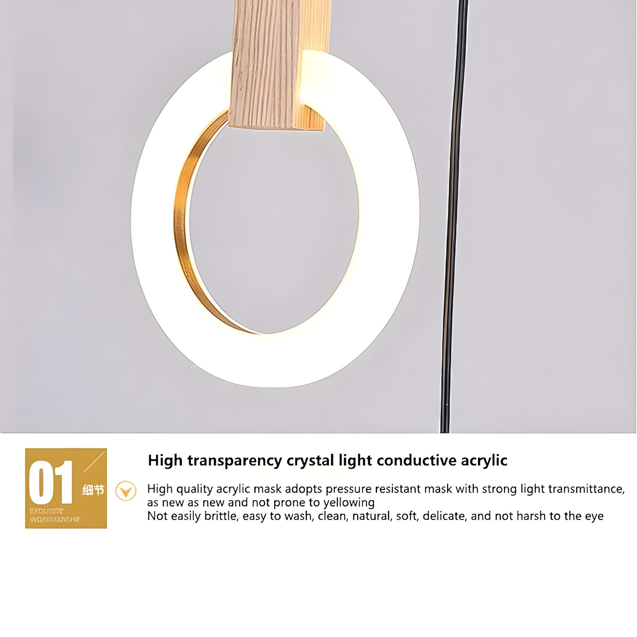 HALO Wood Ring LED Chandelier Dimmable Dining Room Living Room Staircase — 1 to 5 Rings